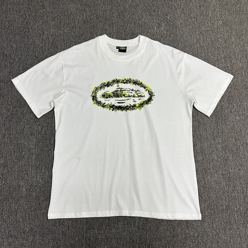 Neon Green Graphic Print White T-Shirt Unisex Streetwear Casual Short Sleeve Tee