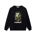 BAPE Green Camo Ape Head Crewneck Sweatshirt Black