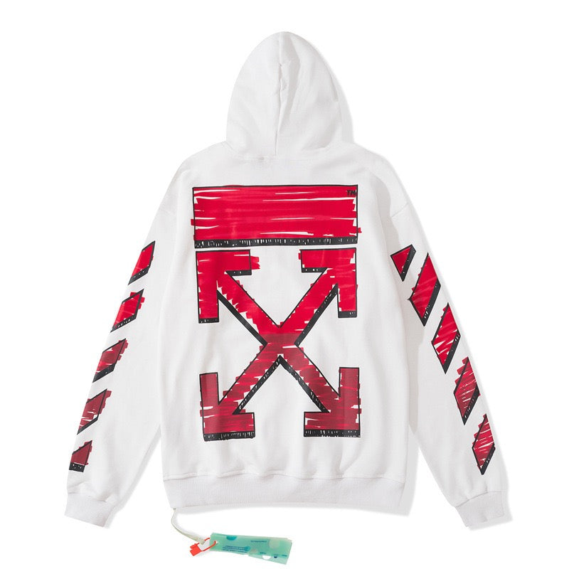Off-White White Red Arrow Graphic Hoodie