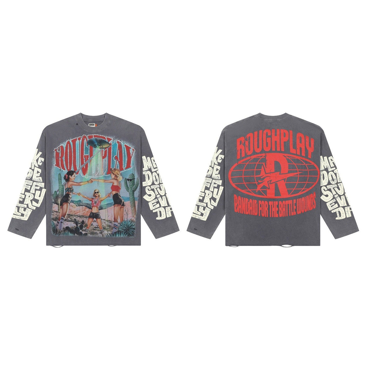ROUGHPLAY Vintage Washed Graphic Oversized Long Sleeve T-Shirt
