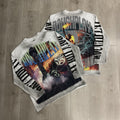 Vintage Washed Statue Graphic Oversized Long Sleeve T-Shirt