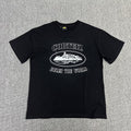 White Graphic Print Black T-Shirt Unisex Streetwear Casual Short Sleeve Tee