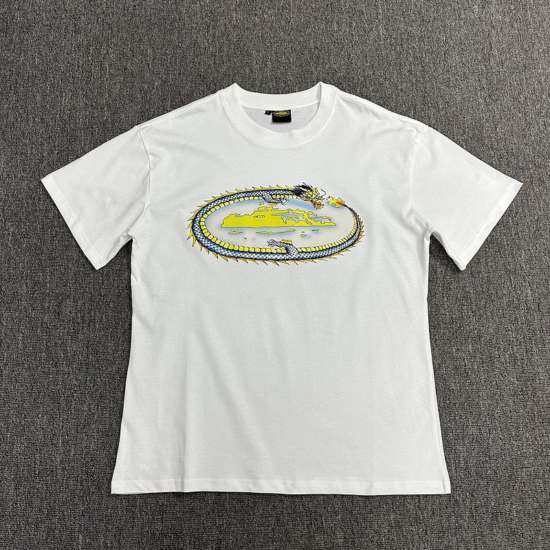 Dragon Graphic White T-Shirt Unisex Streetwear Casual Short Sleeve Tee