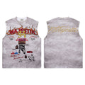 MAJESTIK Vintage Graphic Studded Tank Top