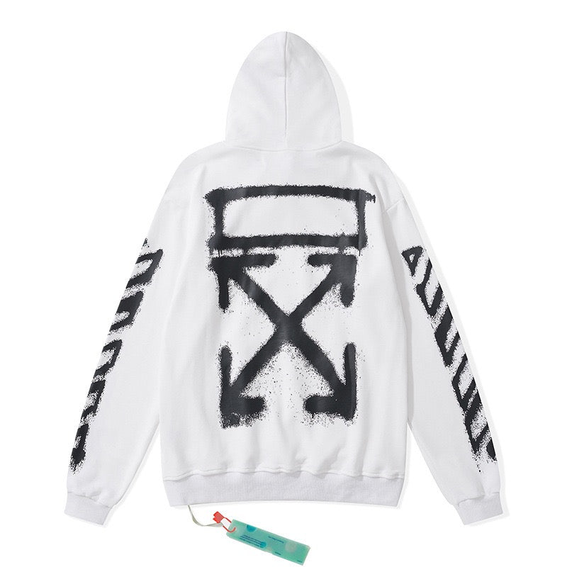 Off-White White Black Spray Arrow Hoodie