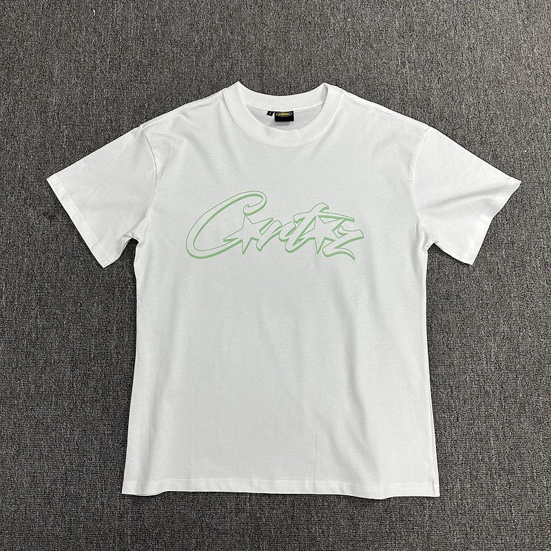 Light Green Graphic Print White T-Shirt Unisex Streetwear Casual Short Sleeve Tee