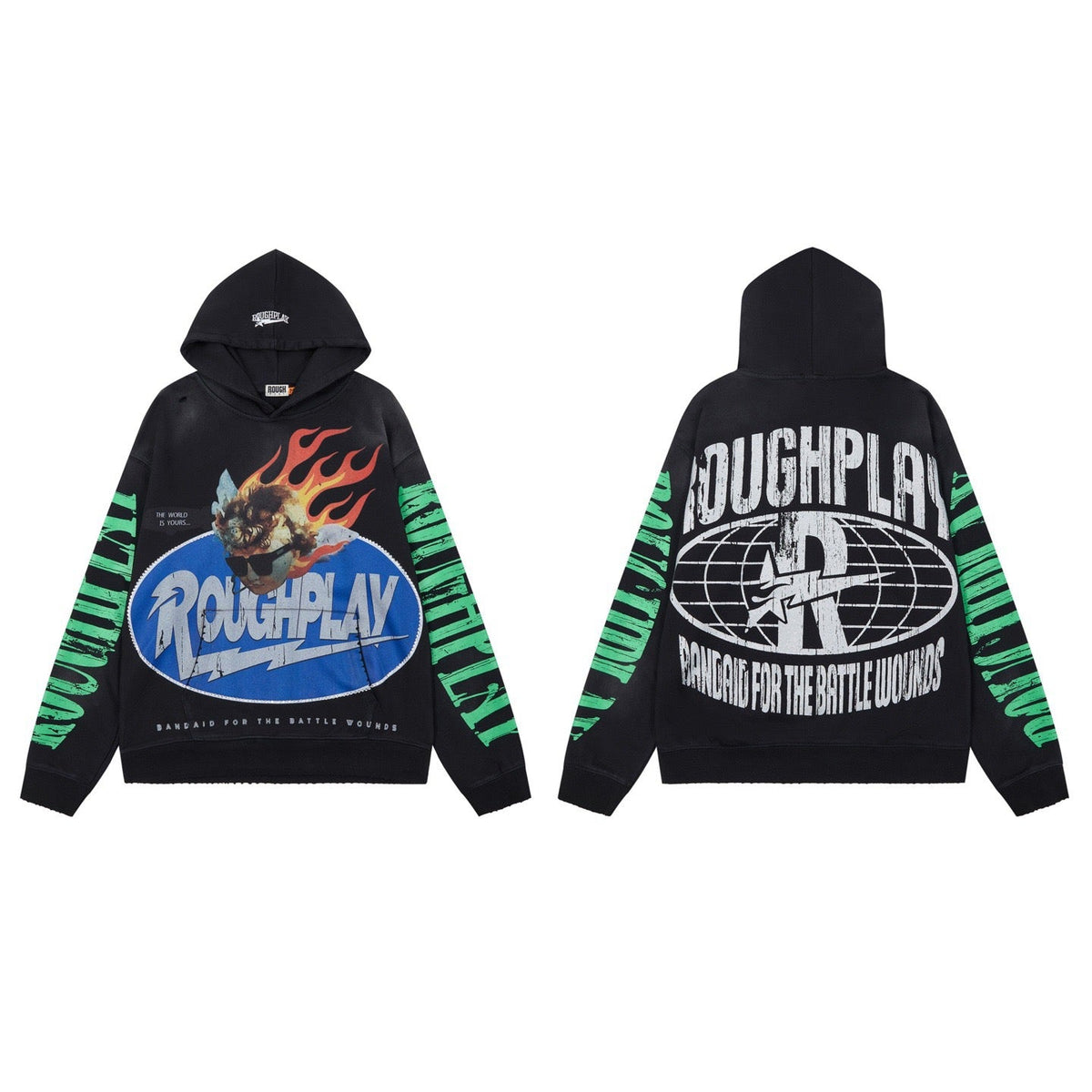 Men's Vintage Flame Graphic Oversized Hoodie – Streetwear Pullover Sweatshirt