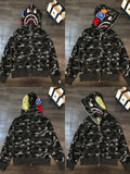 BAPE Shark Camo Full Zip Hoodie Black