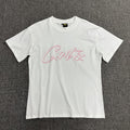 Pink Outline Graphic Print White T-Shirt Unisex Streetwear Casual Short Sleeve Tee