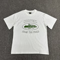 Green Graphic Print White T-Shirt Unisex Streetwear Casual Short Sleeve Tee