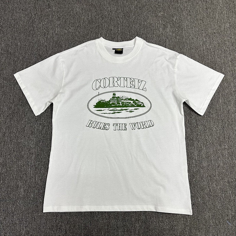 Green Graphic Print White T-Shirt Unisex Streetwear Casual Short Sleeve Tee