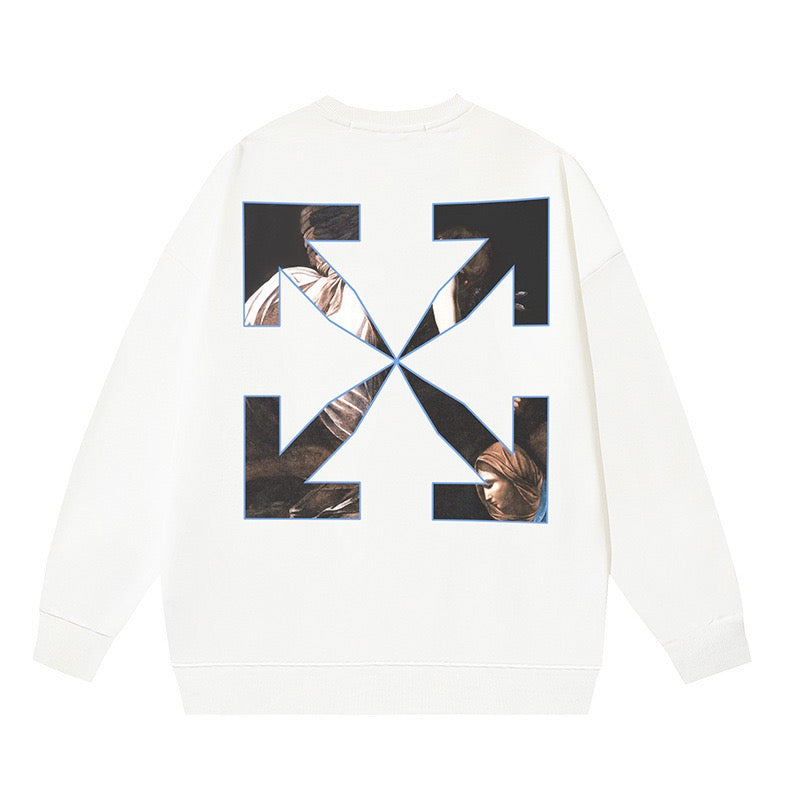 OFF WHITE Painting Arrow Graphic Crewneck Sweatshirt White