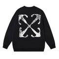 OFF WHITE Distressed Arrow Logo Crewneck Sweatshirt Black