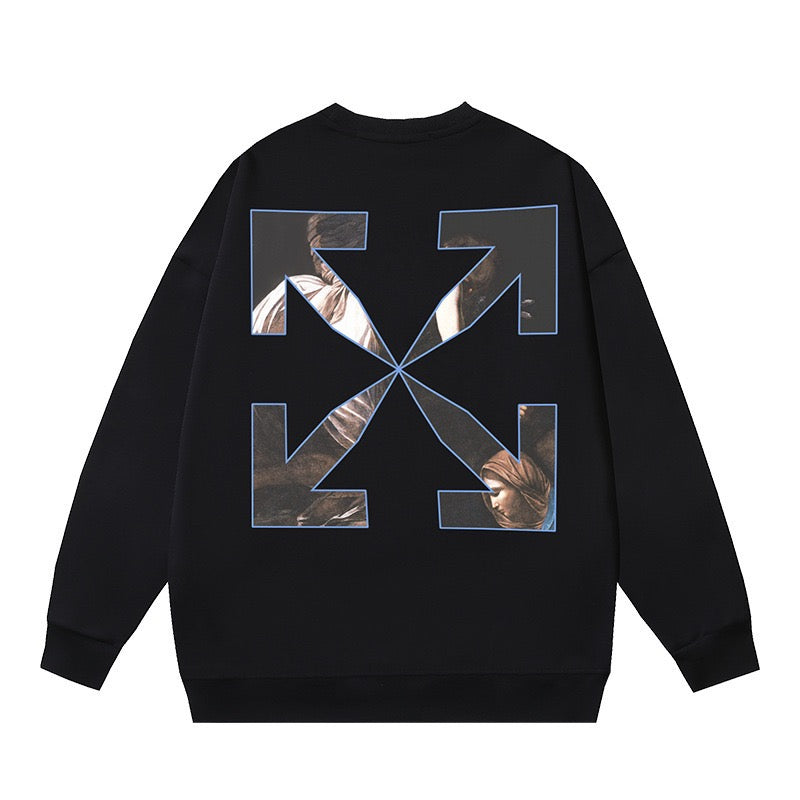 OFF WHITE Painting Arrow Graphic Crewneck Sweatshirt Black