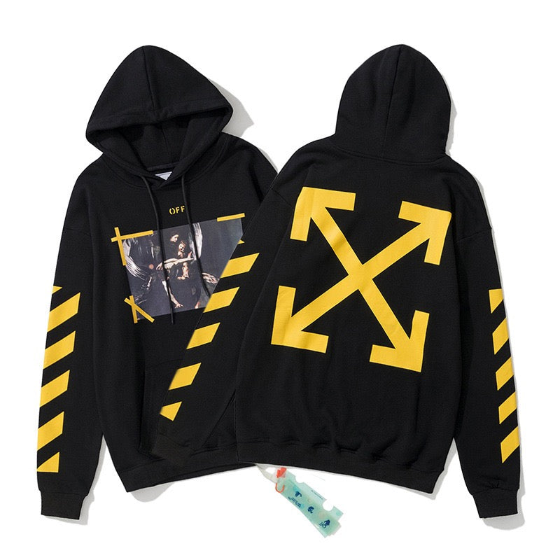 Off-White Black Yellow Arrow Graphic Hoodie