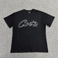 White Outline Graphic Print Black T-Shirt Unisex Streetwear Casual Short Sleeve Tee