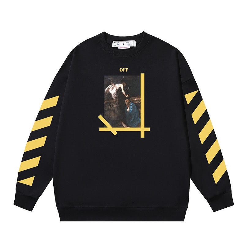 OFF WHITE Painting Graphic Crewneck Sweatshirt Black