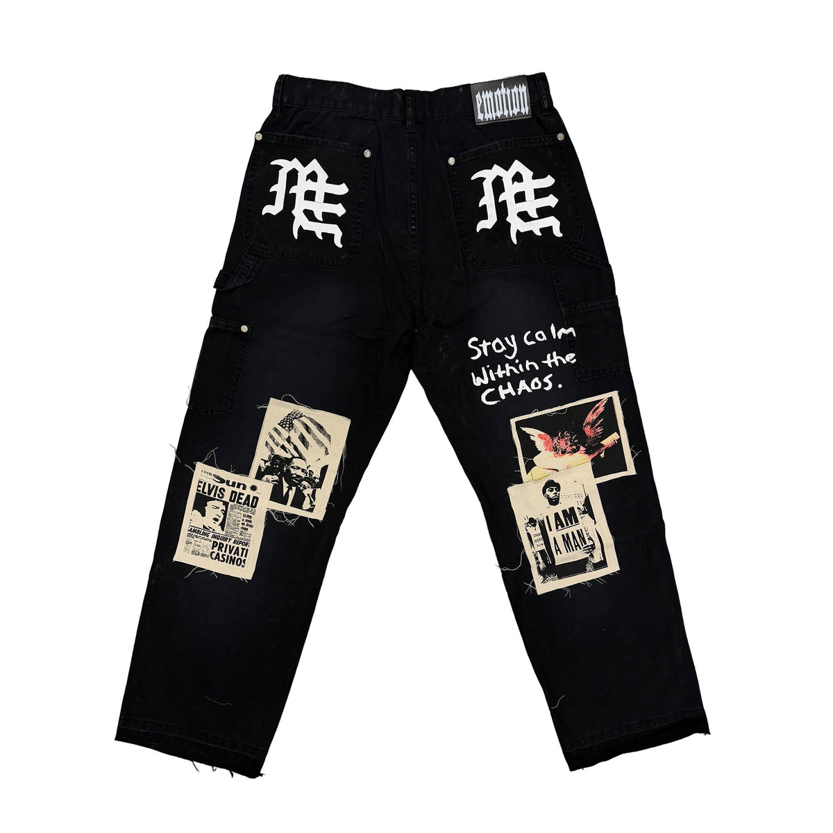Black “Newspaper” Carpenter Pants