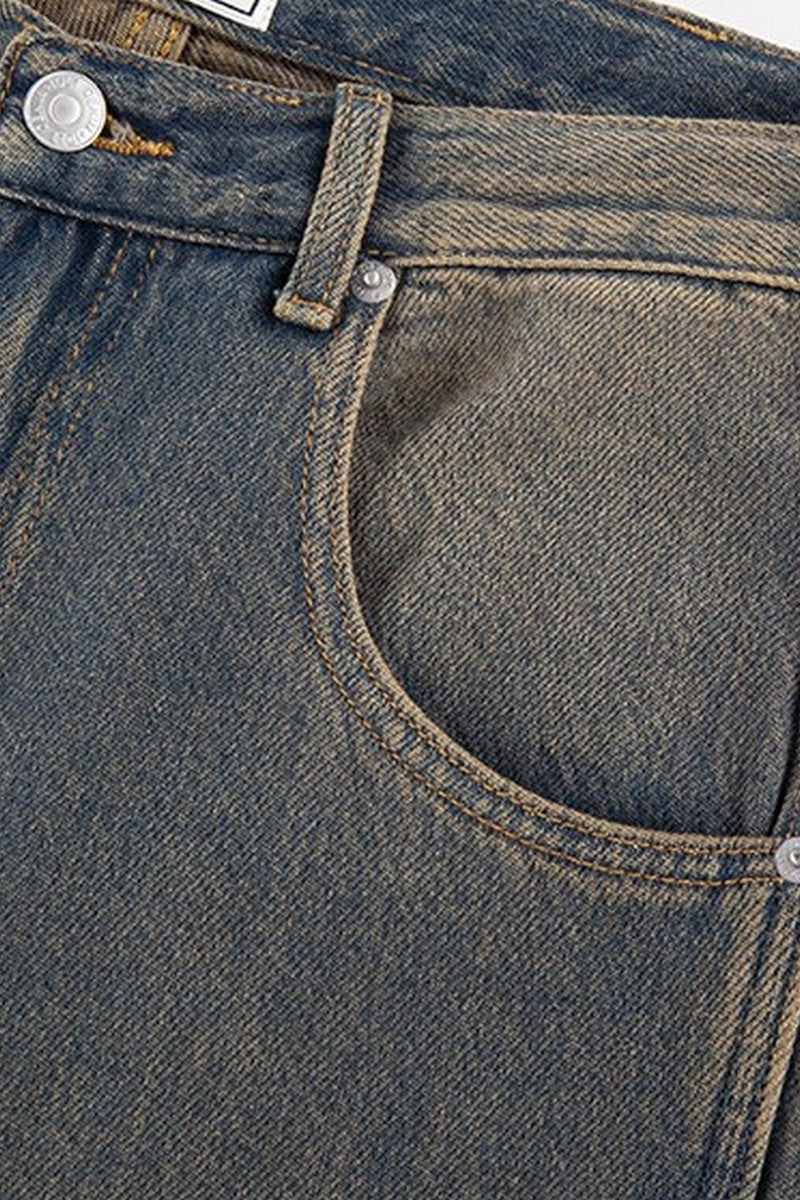 Washed Flare Work Jeans