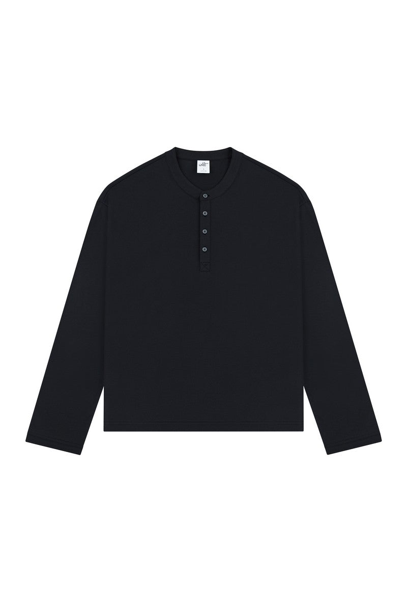 Boxy Henley Long Sleeve Tee