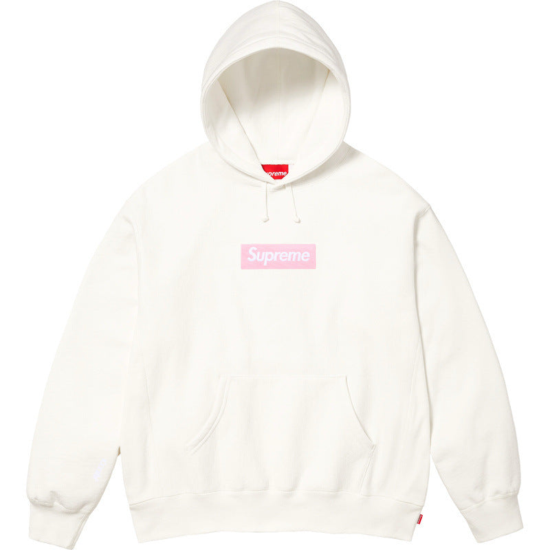 Supreme Box Logo Hooded Sweatshirt - Natural / Light Pink