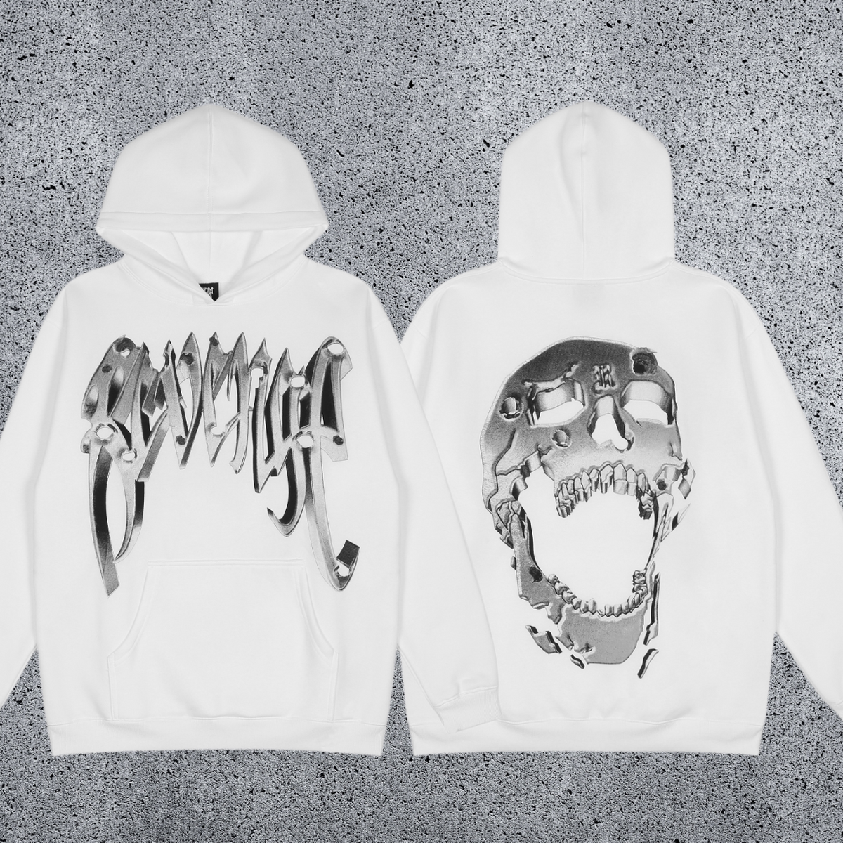 REVENGE Skull Graphic Pullover Hoodie