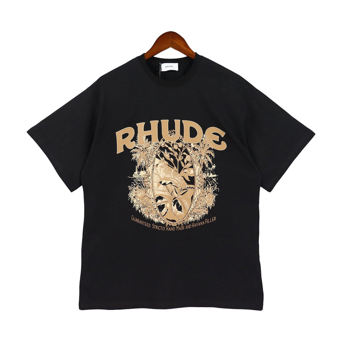 RHUDE Black Botanical Graphic T-Shirt
