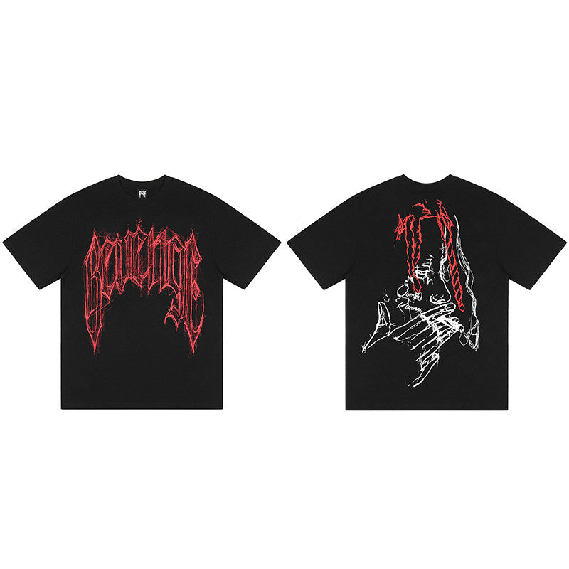 REVENGE Red Sketch Graphic T-Shirt