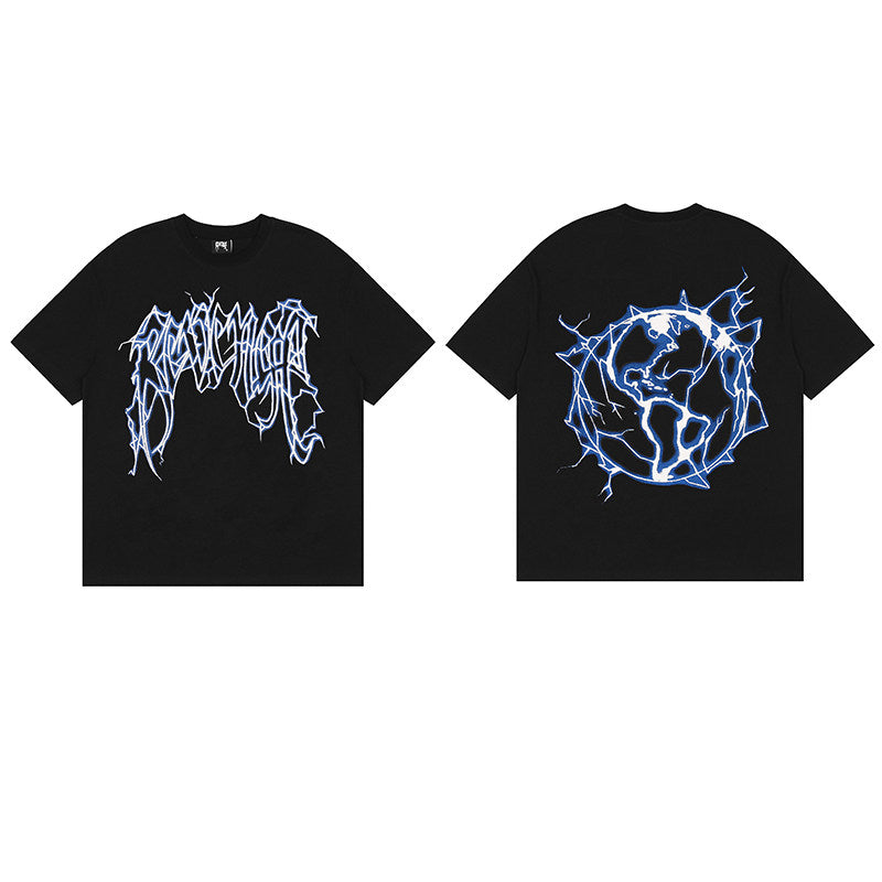 REVENGE Blue Lightning Graphic T-Shirt
