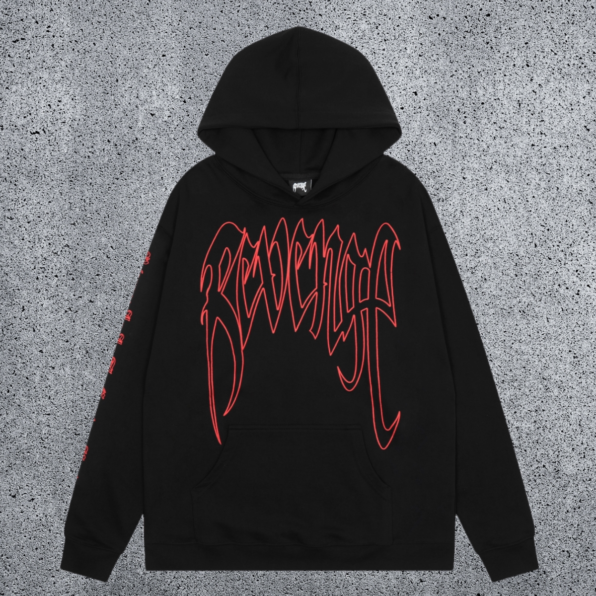 REVENGE Red Outline Graphic Pullover Hoodie