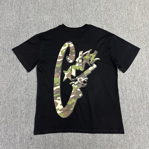 Camouflage Graphic Print White T-Shirt Unisex Streetwear Casual Short Sleeve Tee