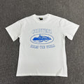 Blue Graphic Print White T-Shirt Unisex Streetwear Casual Short Sleeve Tee