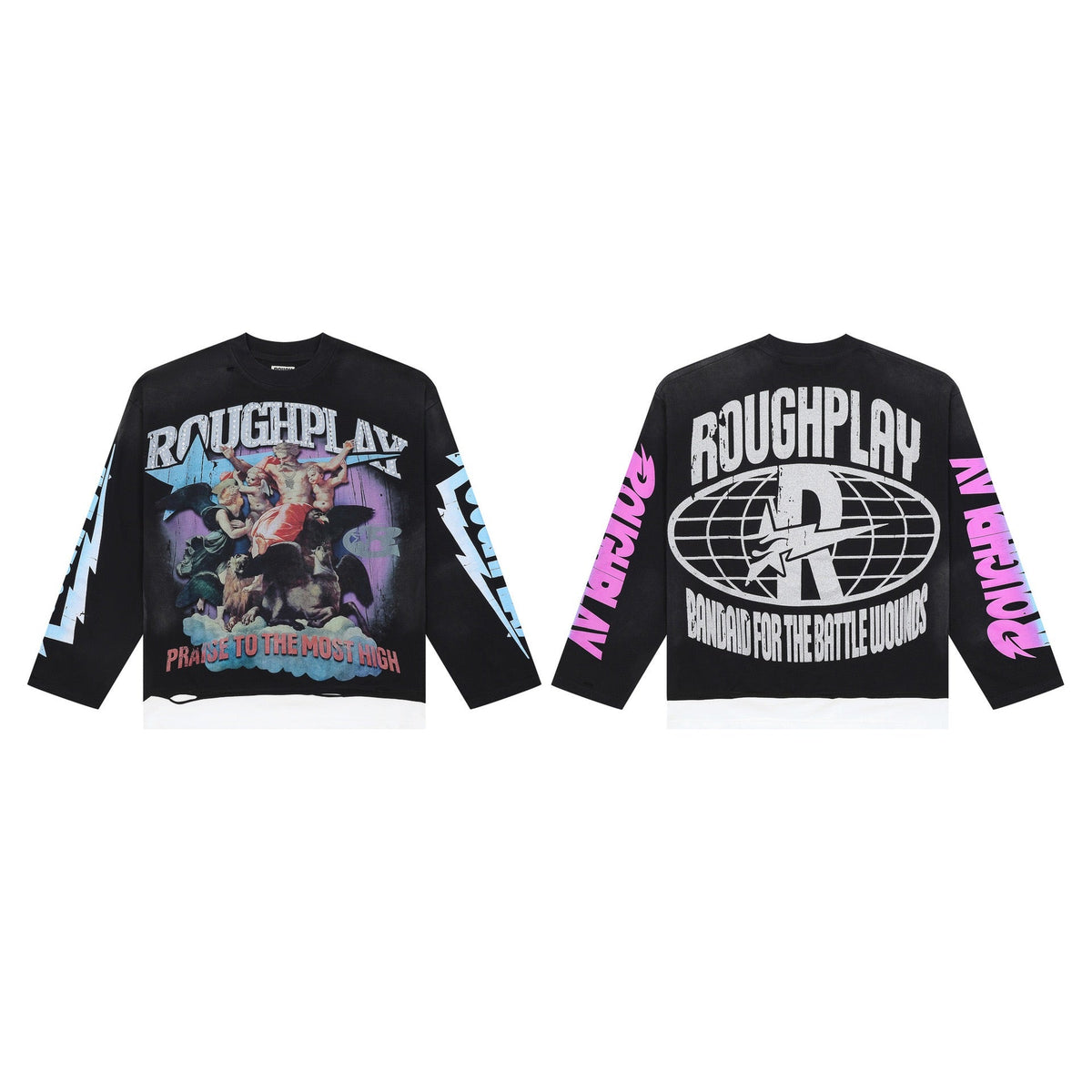 Men's Oversized Cotton Angel Print Crew Neck Shirt