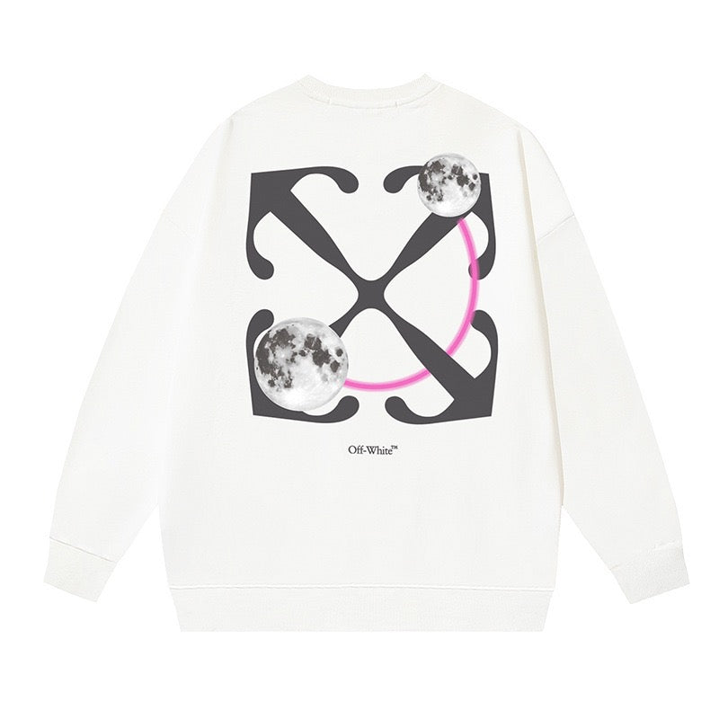 OFF WHITE Moon Arrow Logo Crewneck Sweatshirt White