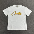 Golden Graphic Print White T-Shirt Unisex Streetwear Casual Short Sleeve Tee