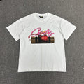 Pink Graphic Print White T-Shirt Unisex Streetwear Casual Short Sleeve Tee