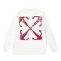 OFF WHITE Distressed Arrow Logo Crewneck Sweatshirt White