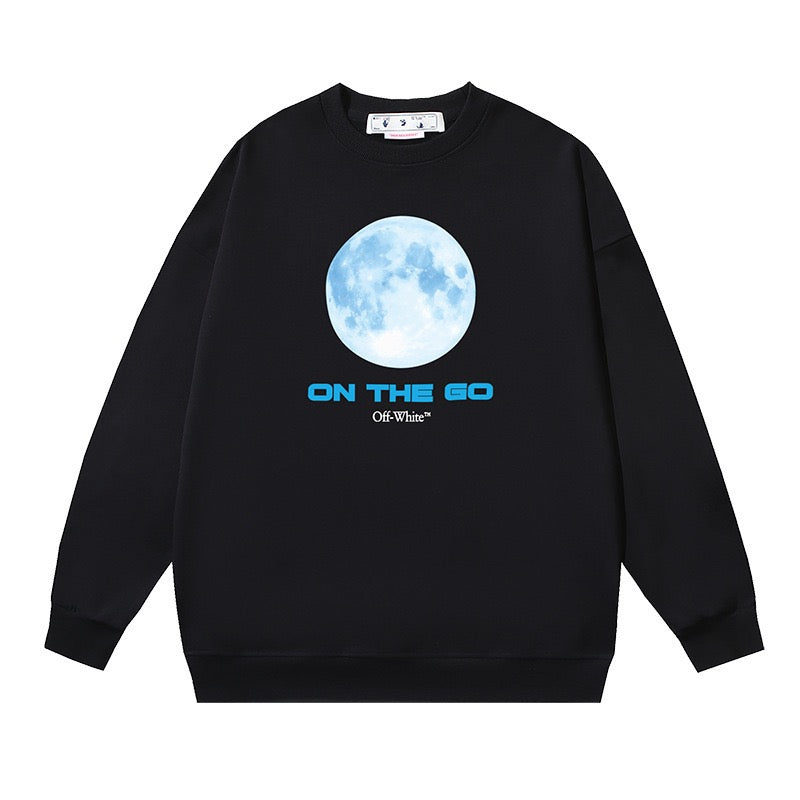 OFF WHITE On The Go Moon Graphic Crewneck Sweatshirt Black
