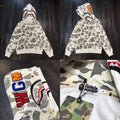 BAPE Shark Camo Full Zip Hoodie White Grey