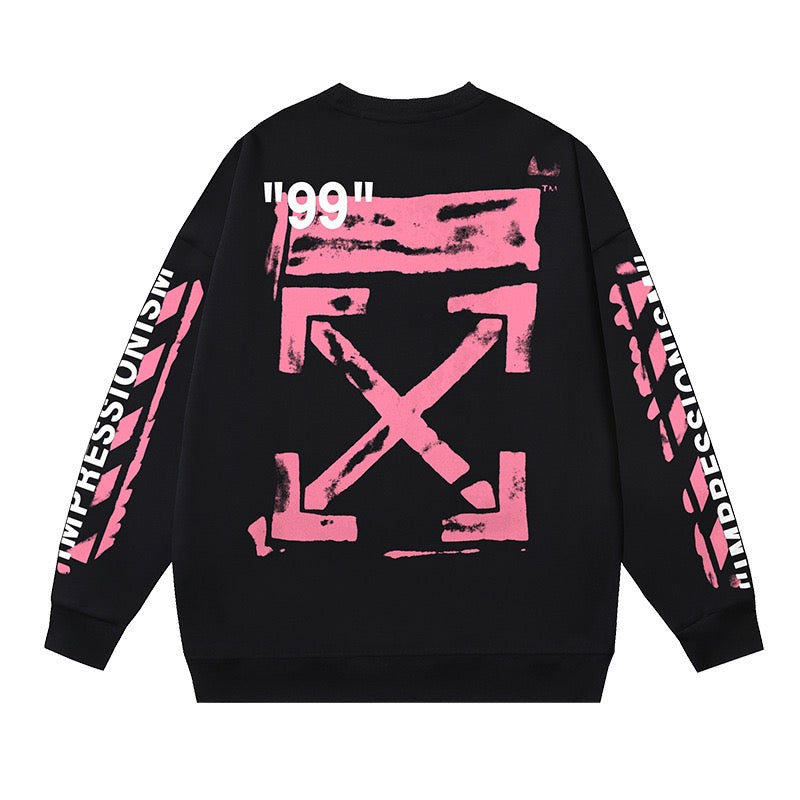 Off-White Pink Brush Arrow Graphic Sweatshirt Black