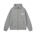 Grey Zip Up Hoodie Unisex Streetwear Casual Hooded Jacket
