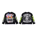 Men's Vintage Skull Graphic Oversized Long Sleeve T-Shirt – Streetwear Cotton Tee