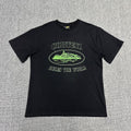 Green Graphic Print Black T-Shirt Unisex Streetwear Casual Short Sleeve Tee