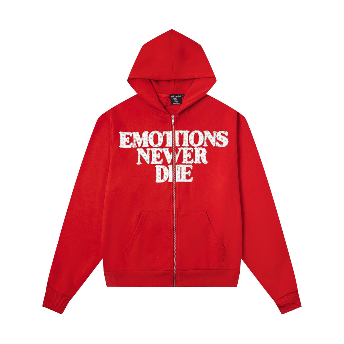 EMOTION Never Die Red Graphic Zip Up Hoodie