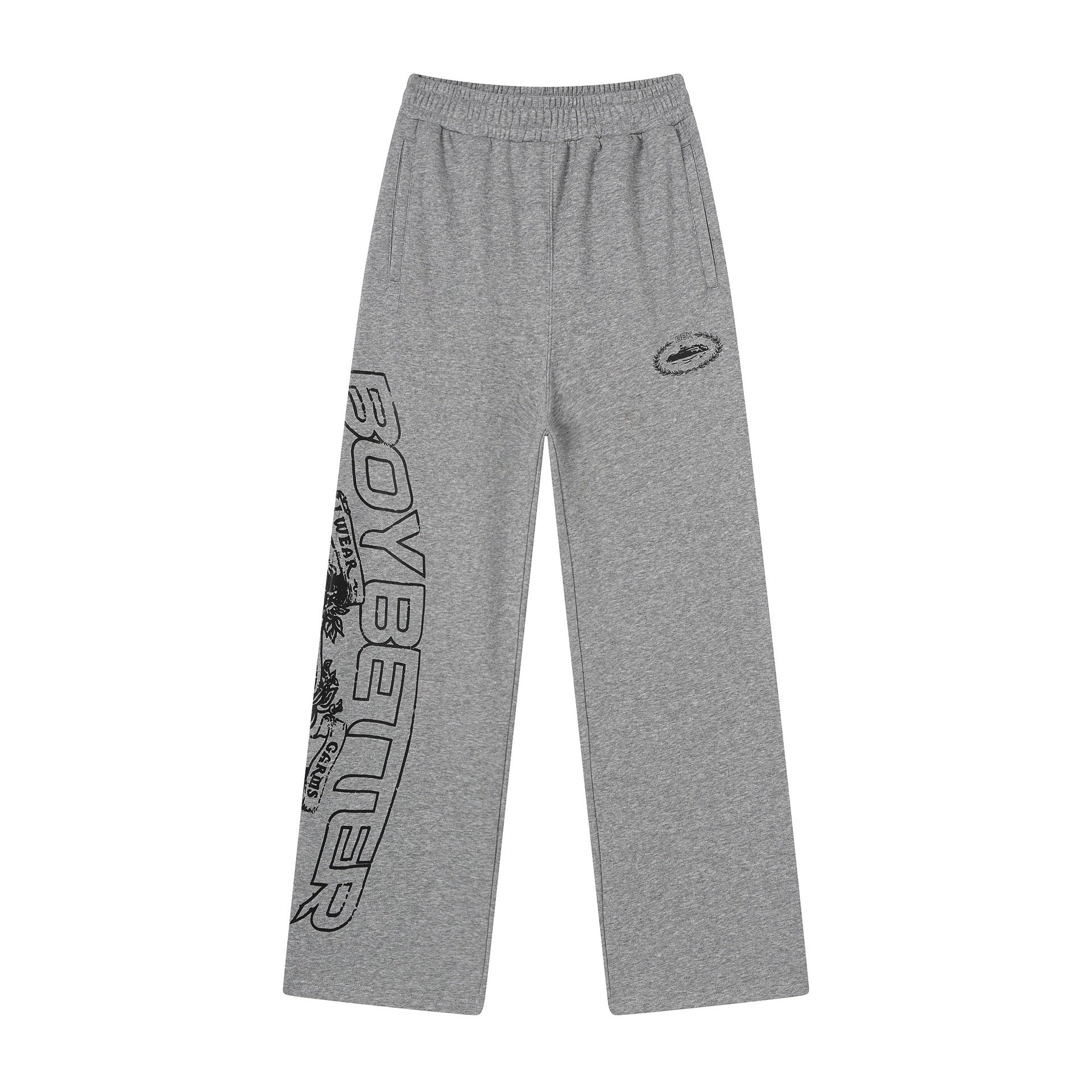 Grey Wide Leg Sweatpants Unisex Streetwear Casual Loose Fit Pants