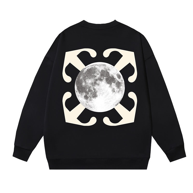 OFF WHITE Moon Arrow Logo Crewneck Sweatshirt Black