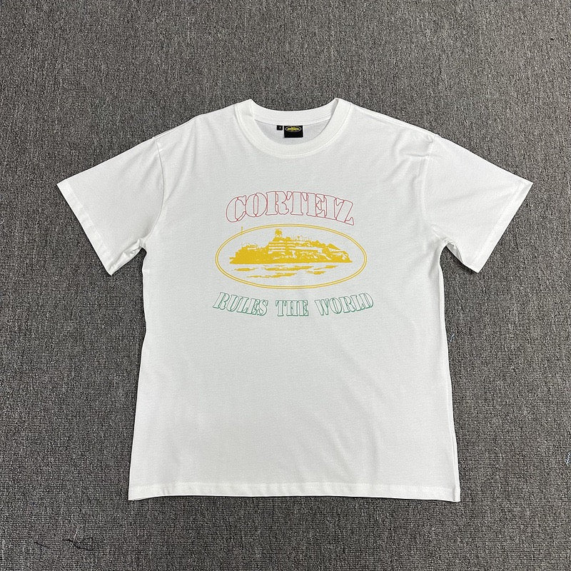 Colorful Graphic Print White T-Shirt Unisex Streetwear Casual Short Sleeve Tee